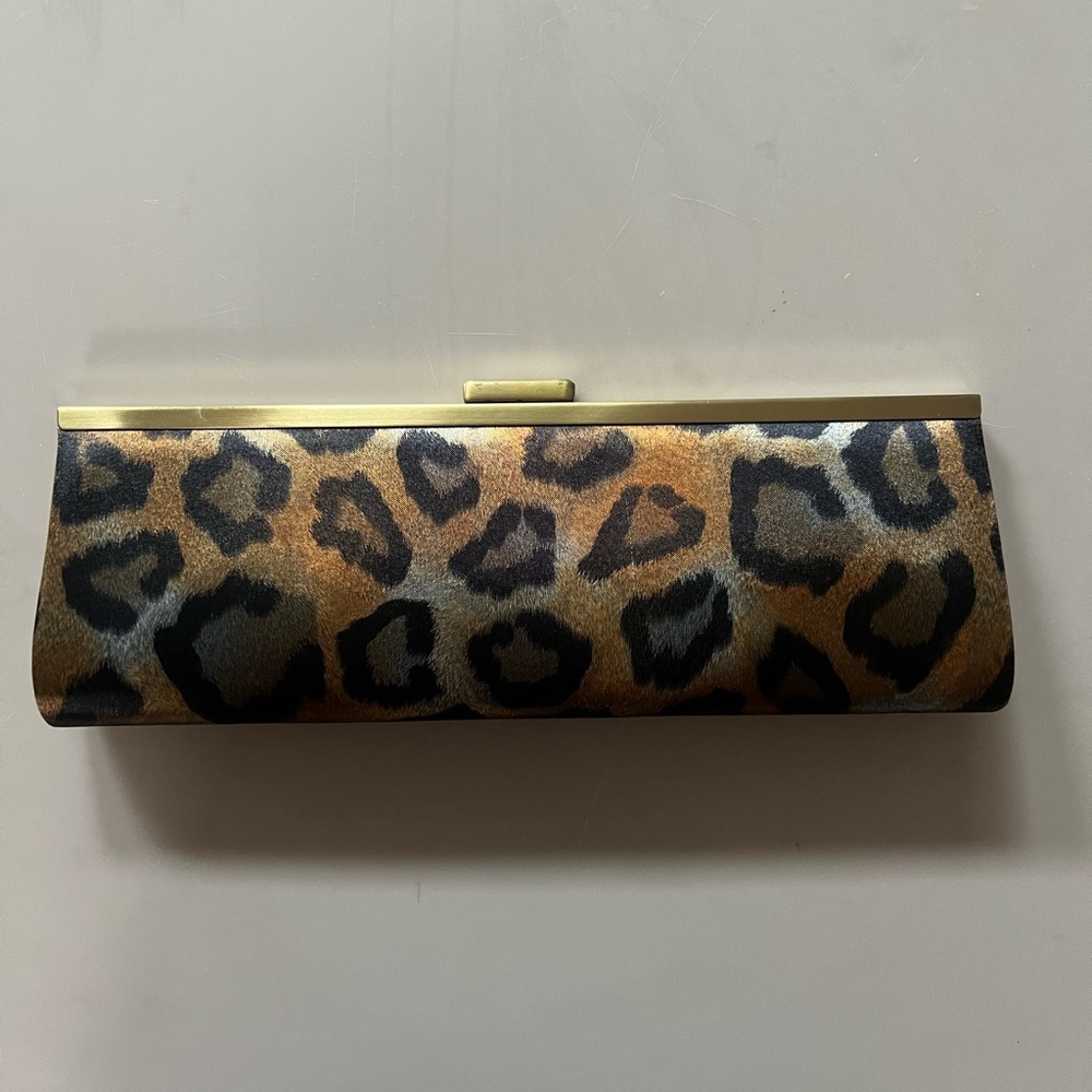 Kate Landry Animal Print Clutch with Gold Accent